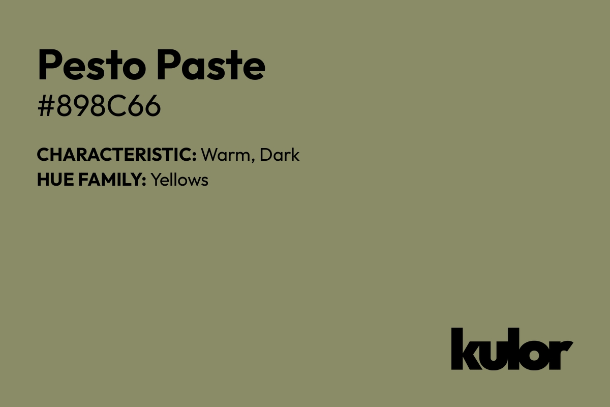 Pesto Paste is a color with a HTML hex code of #898c66.