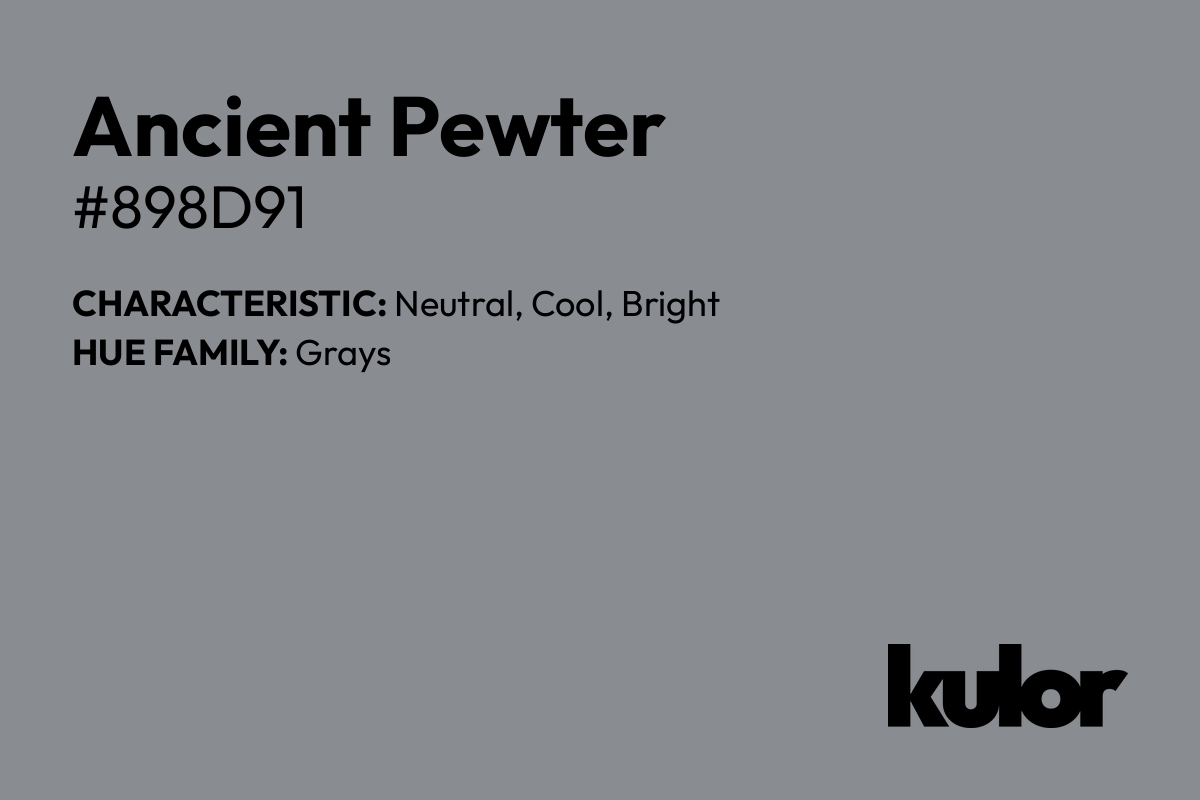 Ancient Pewter is a color with a HTML hex code of #898d91.