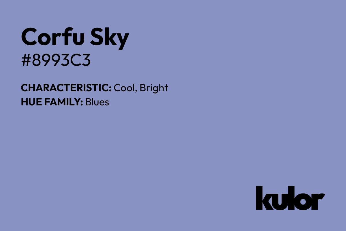 Corfu Sky is a color with a HTML hex code of #8993c3.