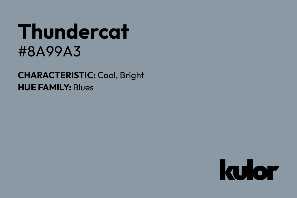 Thundercat is a color with a HTML hex code of #8a99a3.