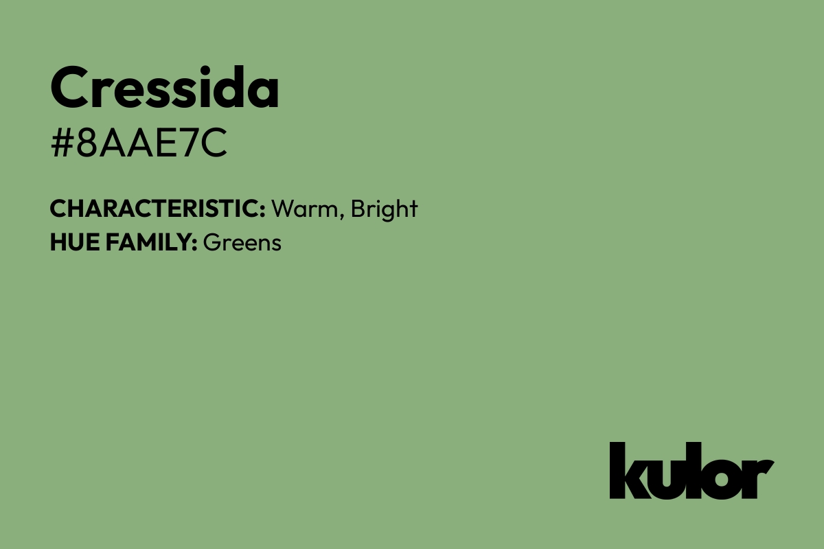 Cressida is a color with a HTML hex code of #8aae7c.