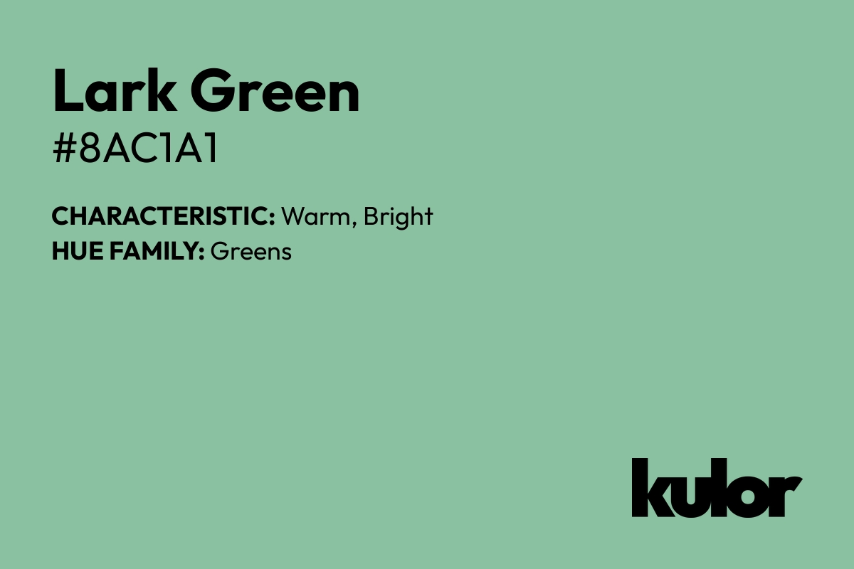 Lark Green is a color with a HTML hex code of #8ac1a1.