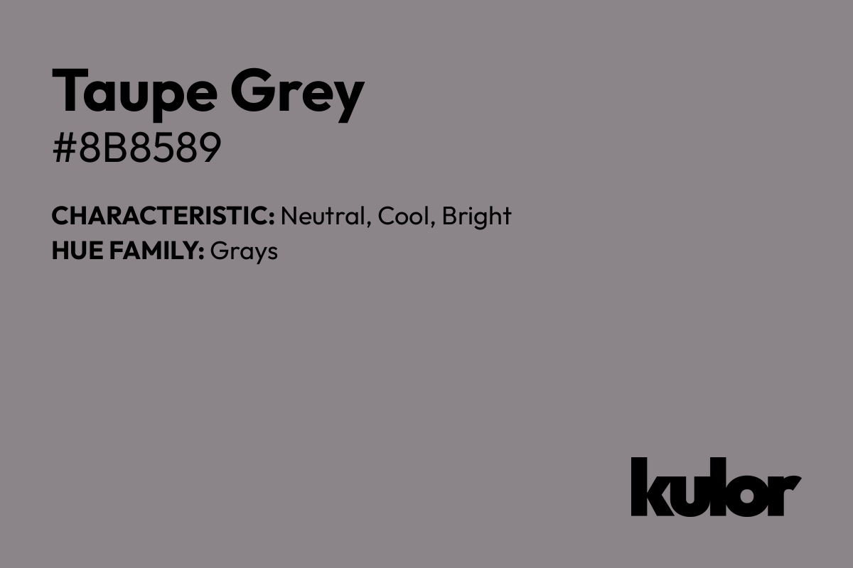 Taupe Grey is a color with a HTML hex code of #8b8589.