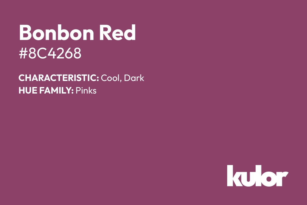 Bonbon Red is a color with a HTML hex code of #8c4268.