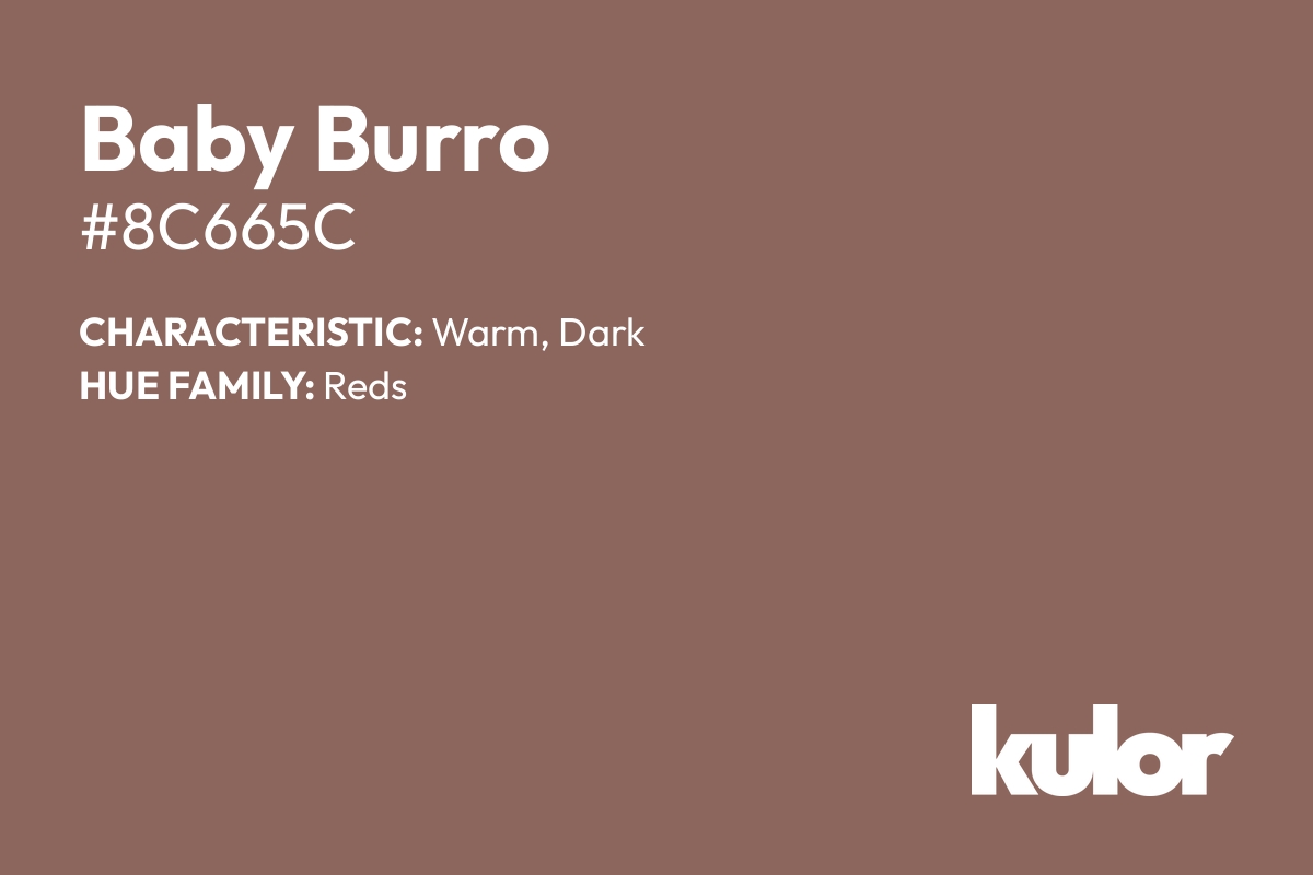 Baby Burro is a color with a HTML hex code of #8c665c.