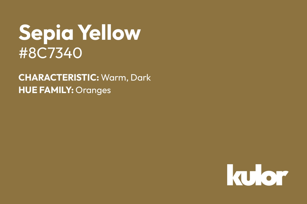 Sepia Yellow is a color with a HTML hex code of #8c7340.