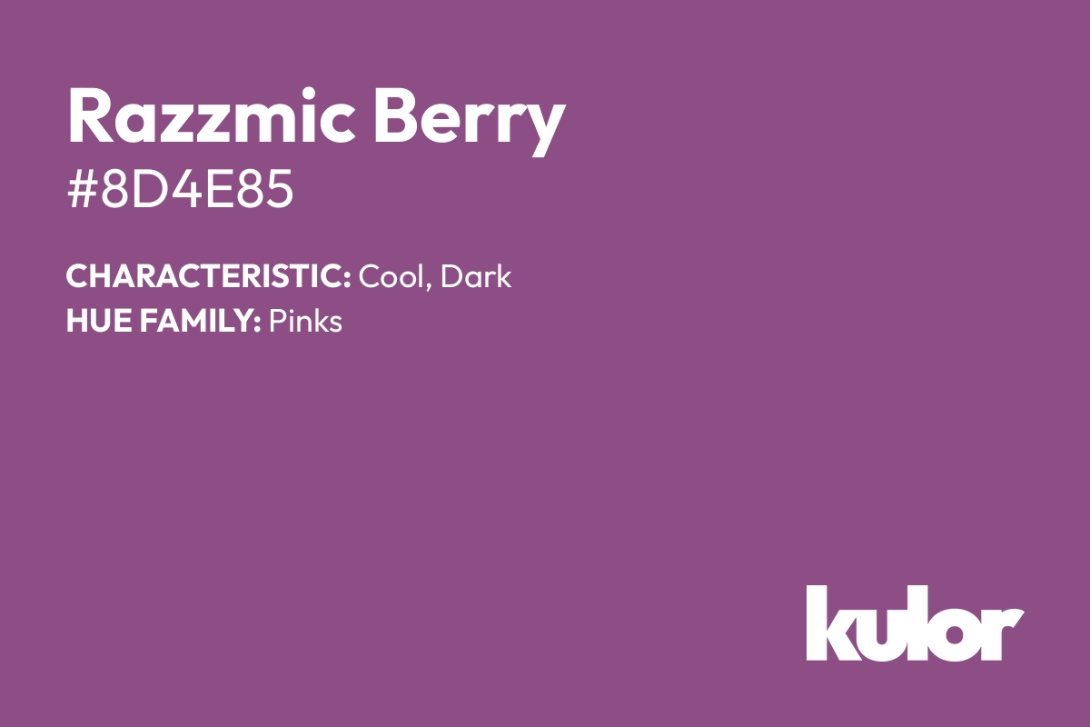 Razzmic Berry is a color with a HTML hex code of #8d4e85.