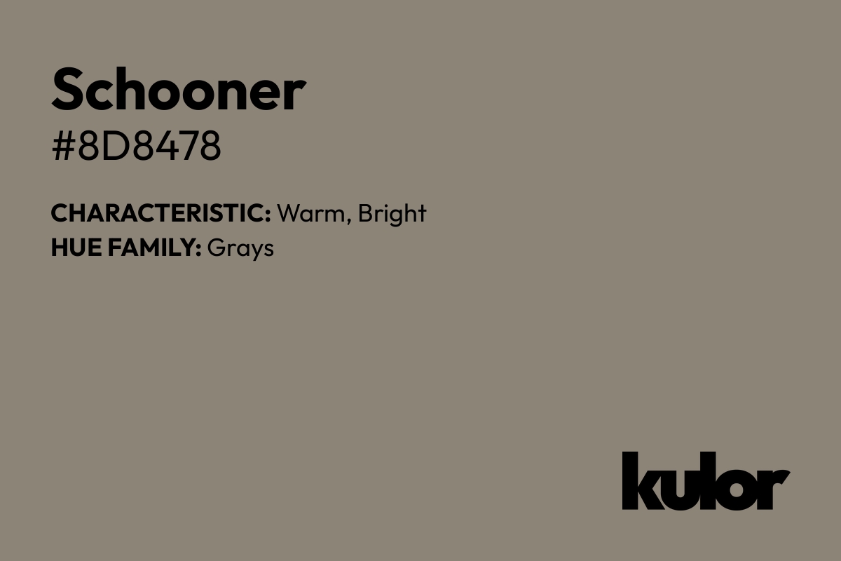 Schooner is a color with a HTML hex code of #8d8478.