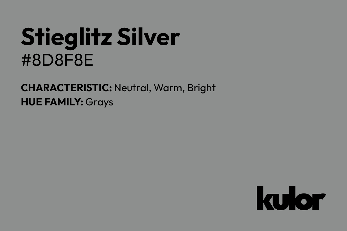 Stieglitz Silver is a color with a HTML hex code of #8d8f8e.