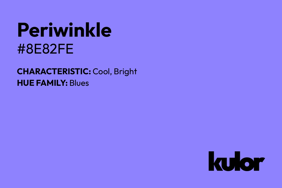 Periwinkle is a color with a HTML hex code of #8e82fe.