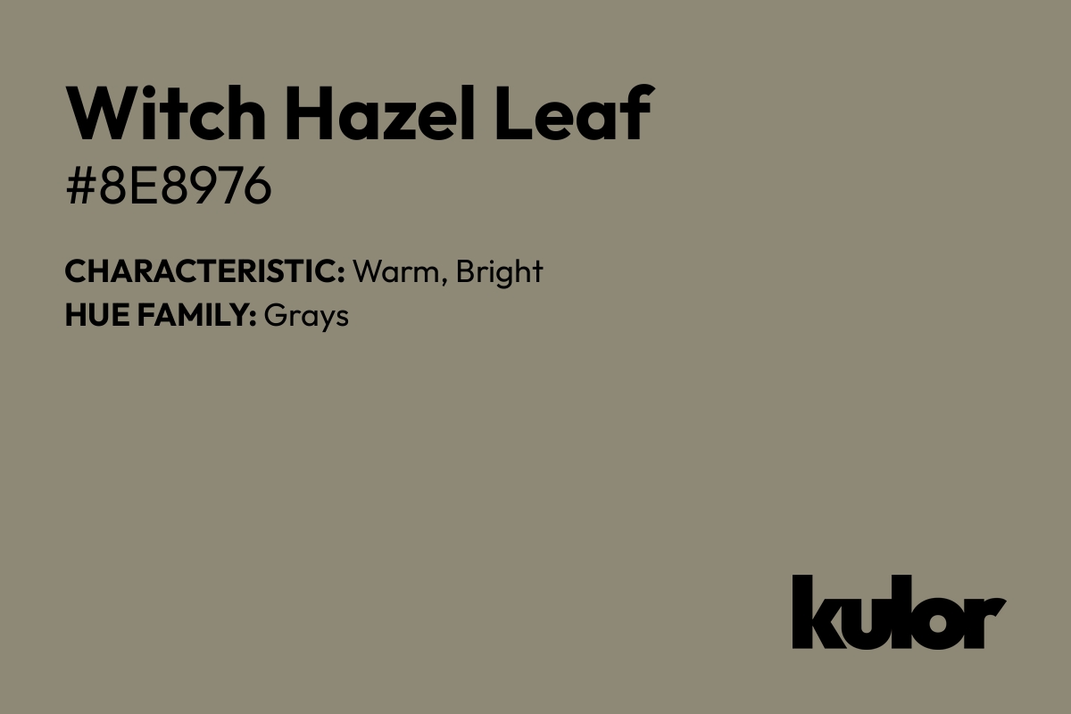 Witch Hazel Leaf is a color with a HTML hex code of #8e8976.