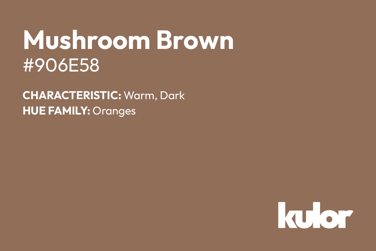 Mushroom Brown is a color with a HTML hex code of #906e58.