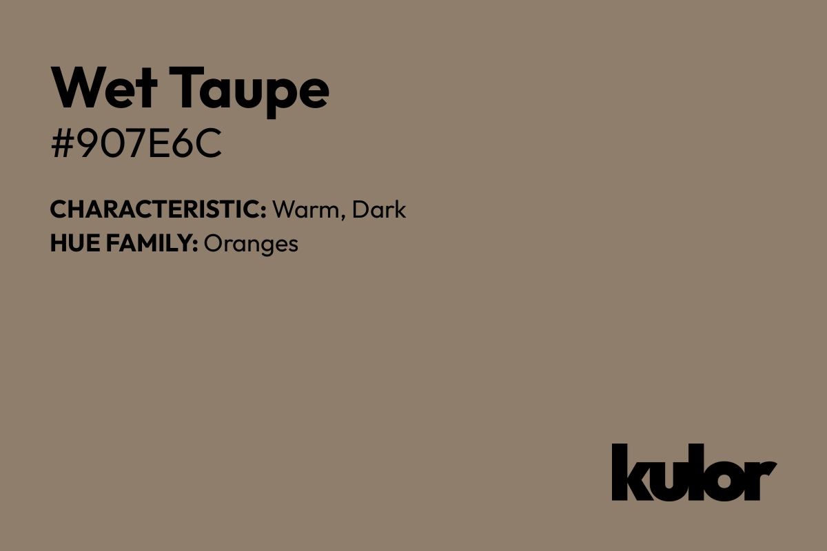 Wet Taupe is a color with a HTML hex code of #907e6c.