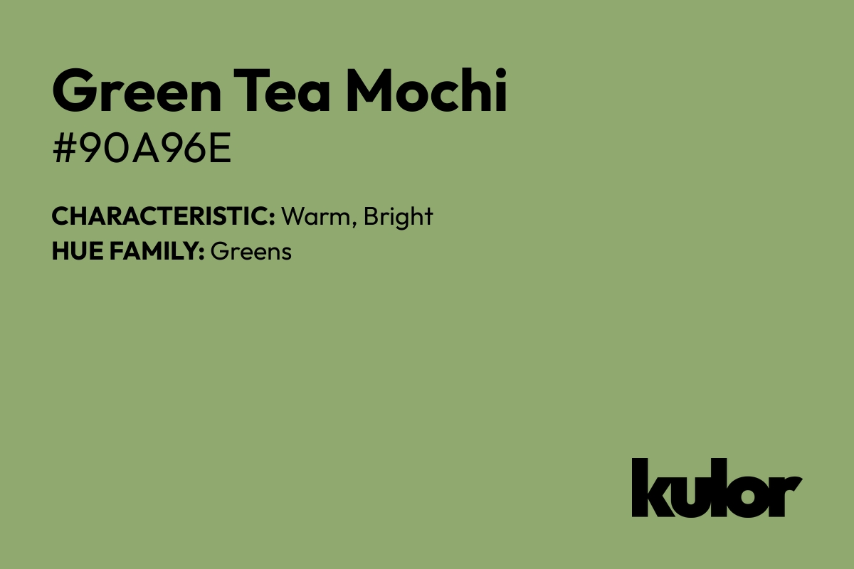 Green Tea Mochi is a color with a HTML hex code of #90a96e.