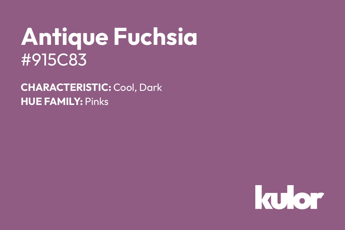 Antique Fuchsia is a color with a HTML hex code of #915c83.