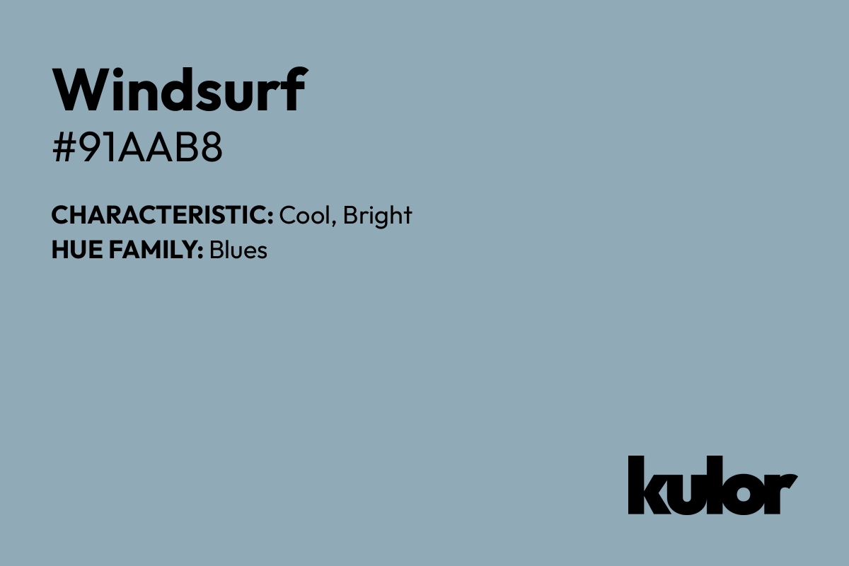 Windsurf is a color with a HTML hex code of #91aab8.