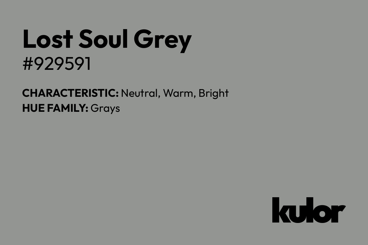 Lost Soul Grey is a color with a HTML hex code of #929591.