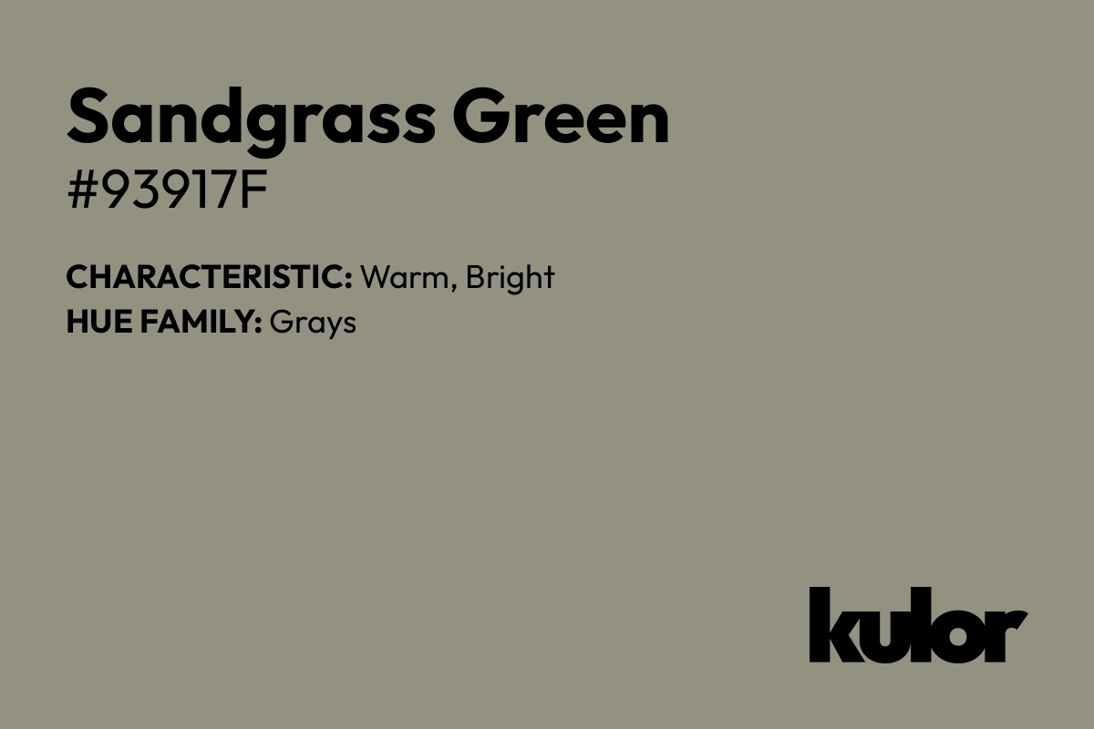 Sandgrass Green is a color with a HTML hex code of #93917f.