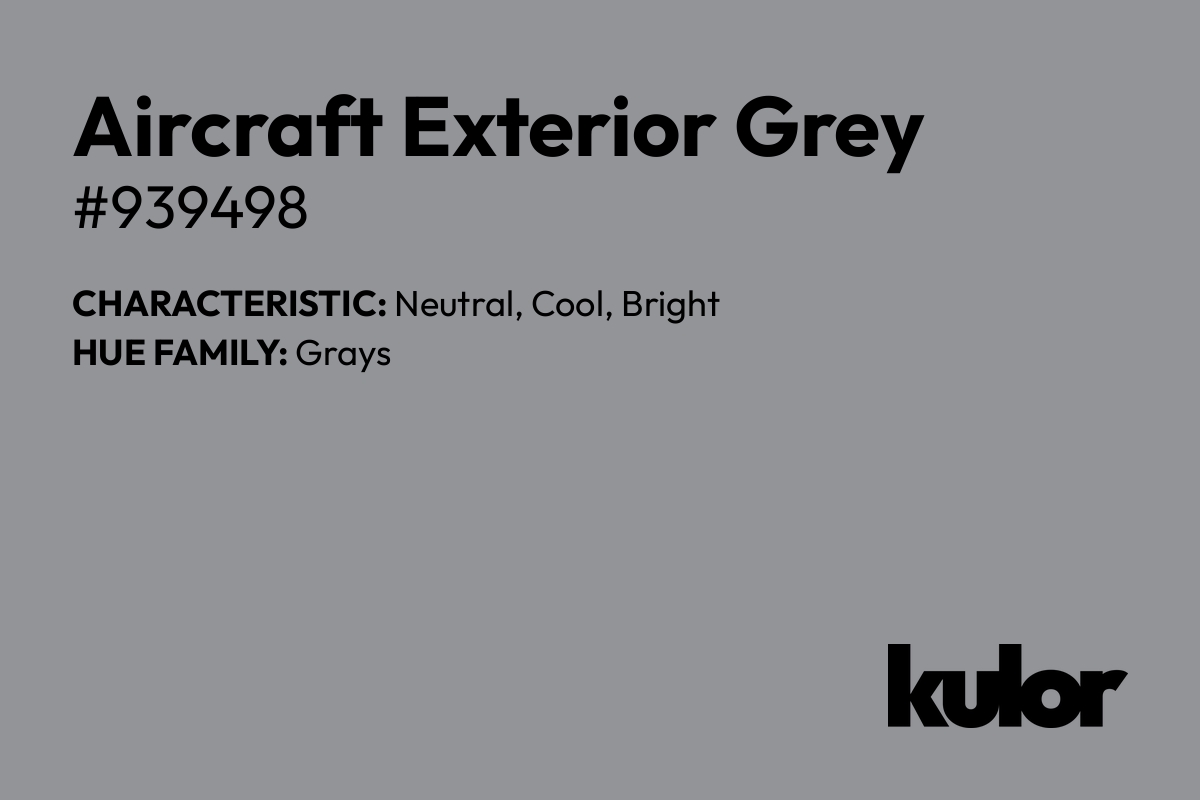 Aircraft Exterior Grey is a color with a HTML hex code of #939498.