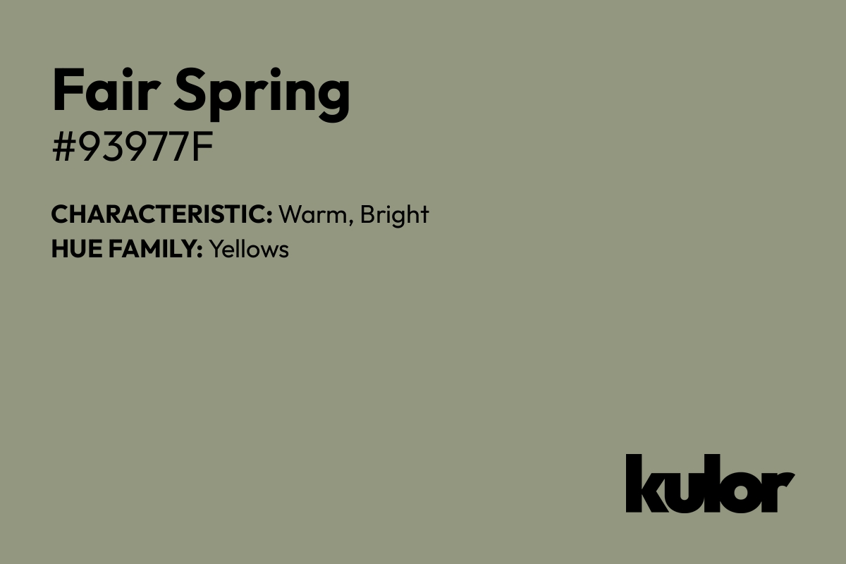 Fair Spring is a color with a HTML hex code of #93977f.