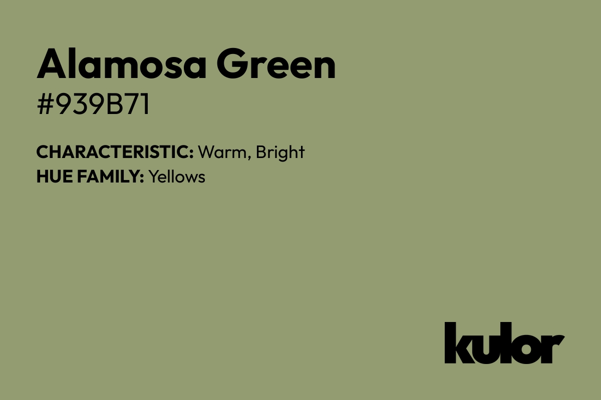 Alamosa Green is a color with a HTML hex code of #939b71.