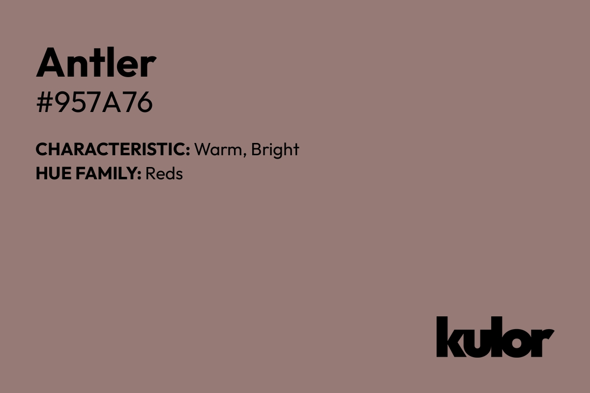 Antler is a color with a HTML hex code of #957a76.