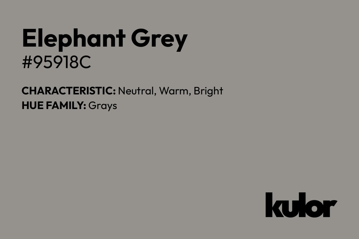 Elephant Grey is a color with a HTML hex code of #95918c.