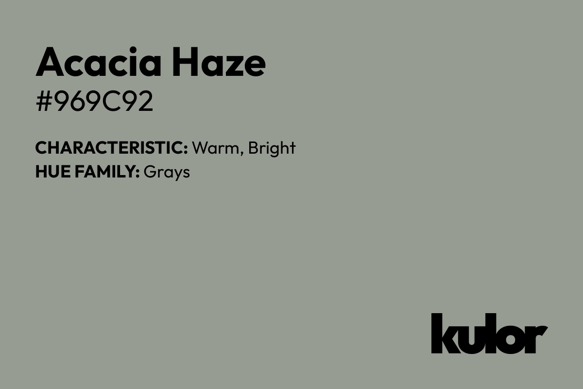 Acacia Haze is a color with a HTML hex code of #969c92.