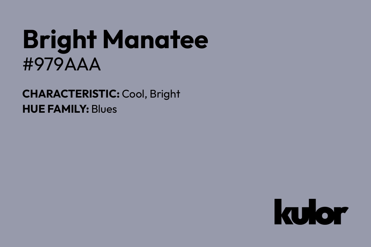 Bright Manatee is a color with a HTML hex code of #979aaa.