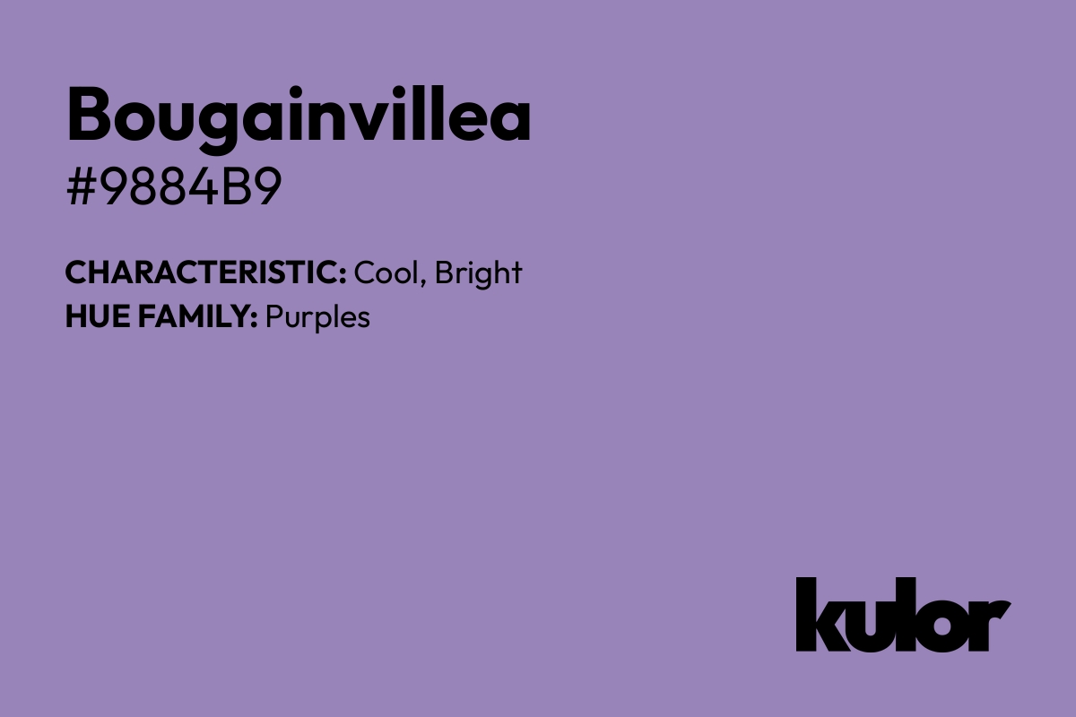 Bougainvillea is a color with a HTML hex code of #9884b9.