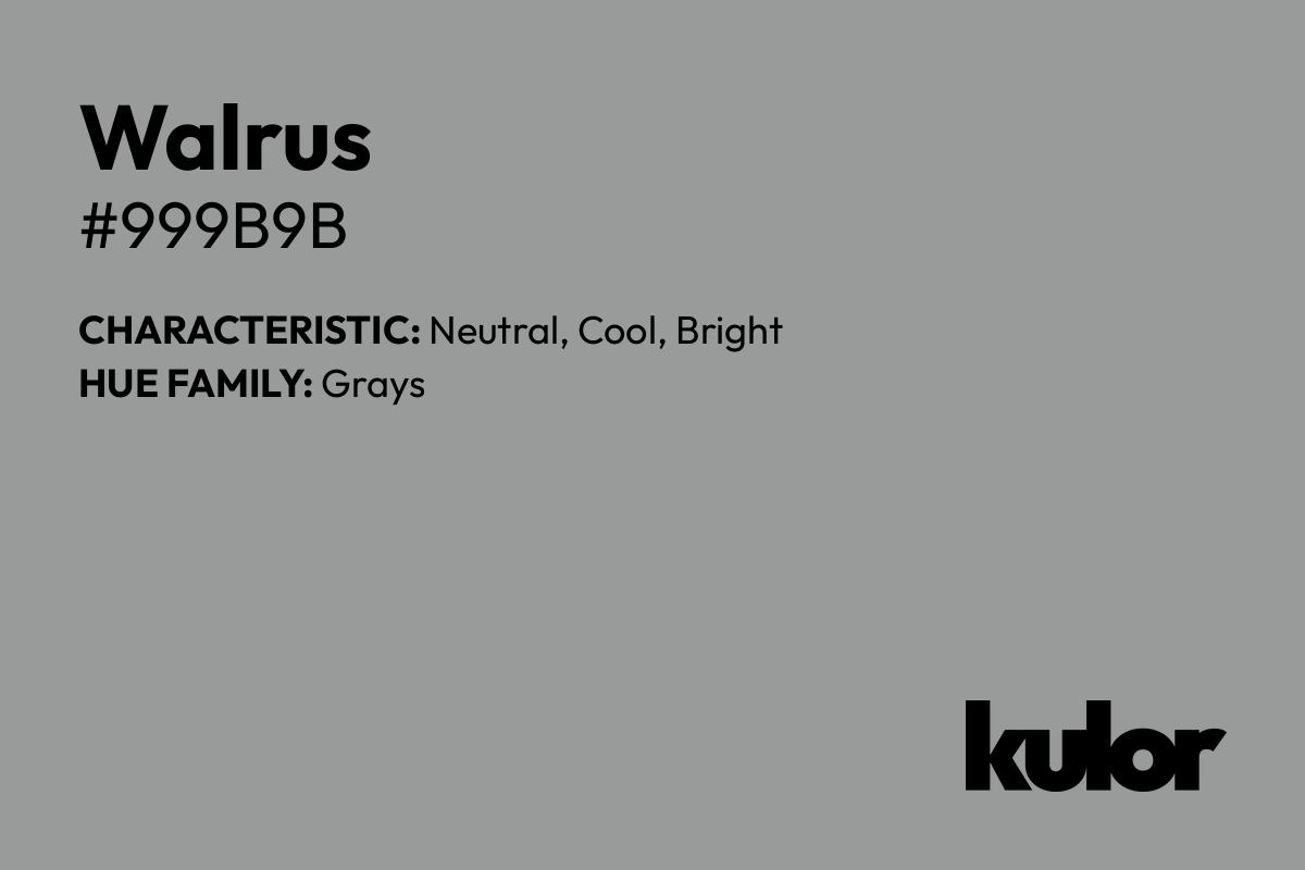 Walrus is a color with a HTML hex code of #999b9b.