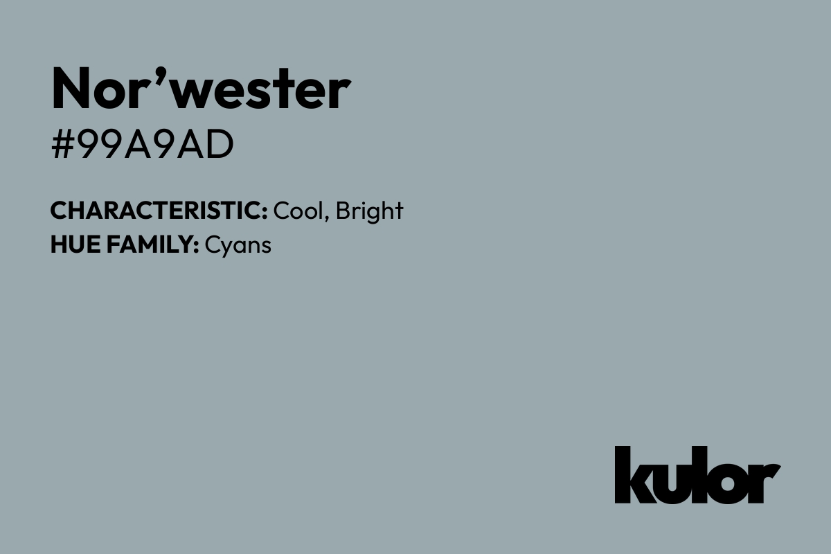 Nor’wester is a color with a HTML hex code of #99a9ad.