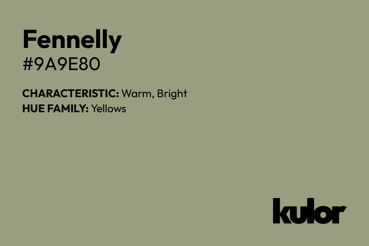 Fennelly is a color with a HTML hex code of #9a9e80.