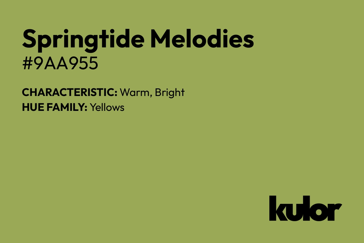 Springtide Melodies is a color with a HTML hex code of #9aa955.