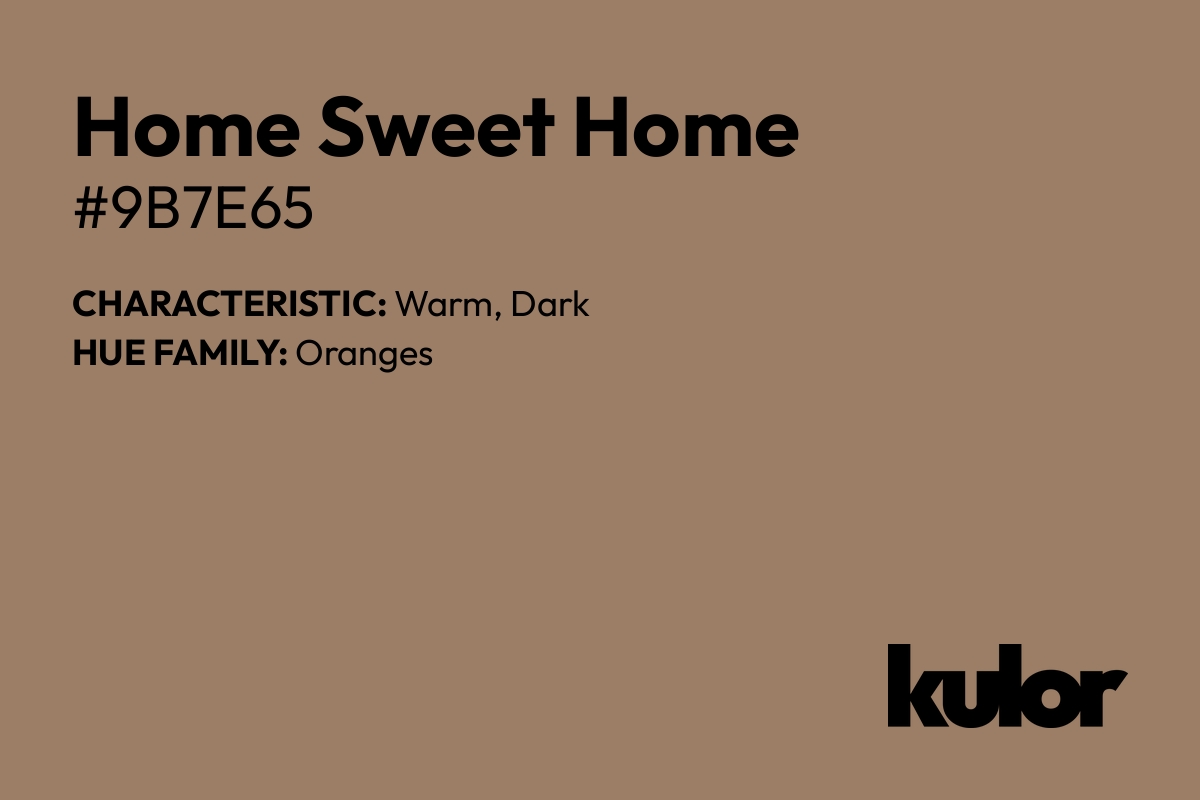 Home Sweet Home is a color with a HTML hex code of #9b7e65.