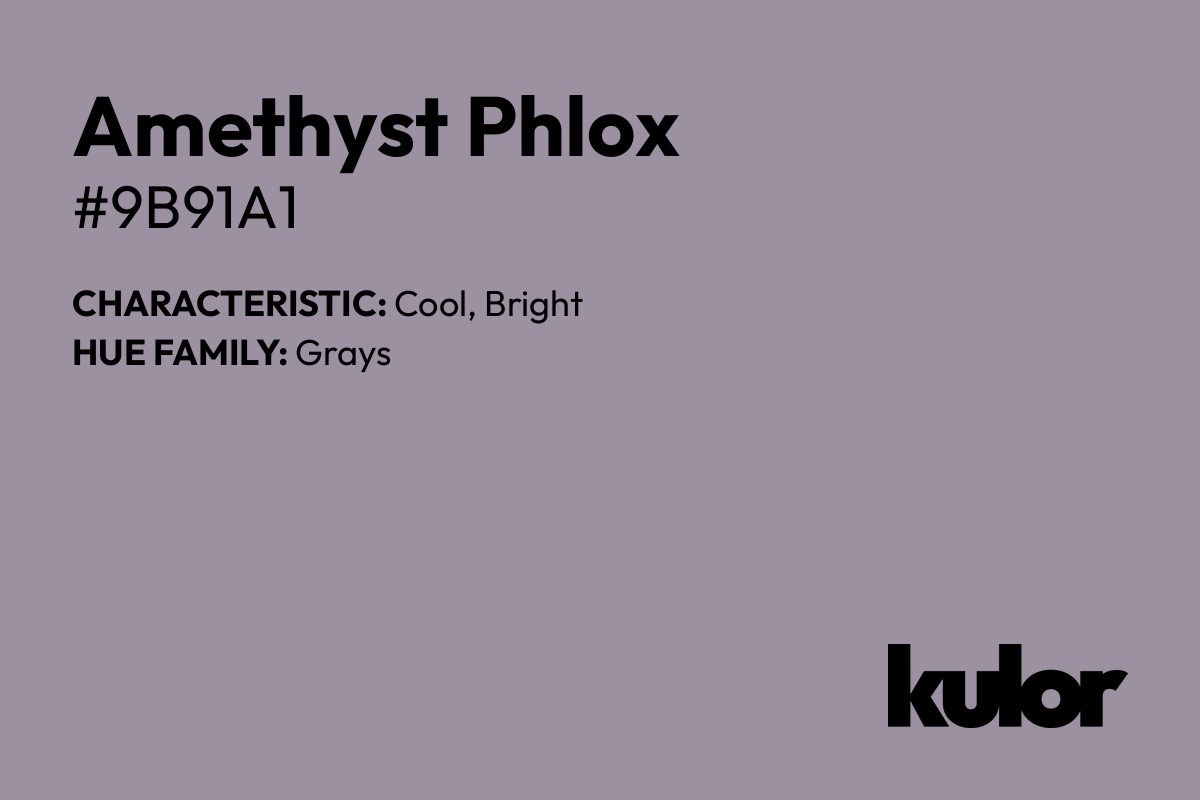 Amethyst Phlox is a color with a HTML hex code of #9b91a1.