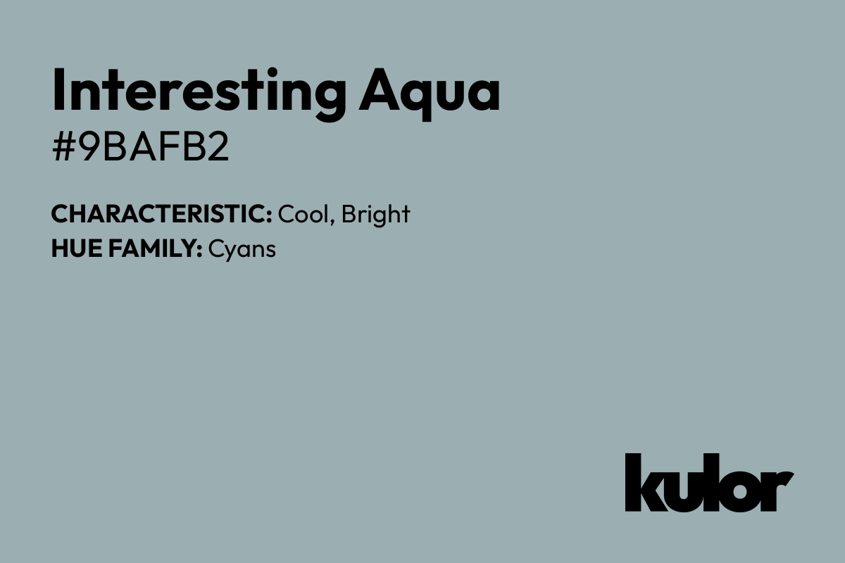 Interesting Aqua is a color with a HTML hex code of #9bafb2.