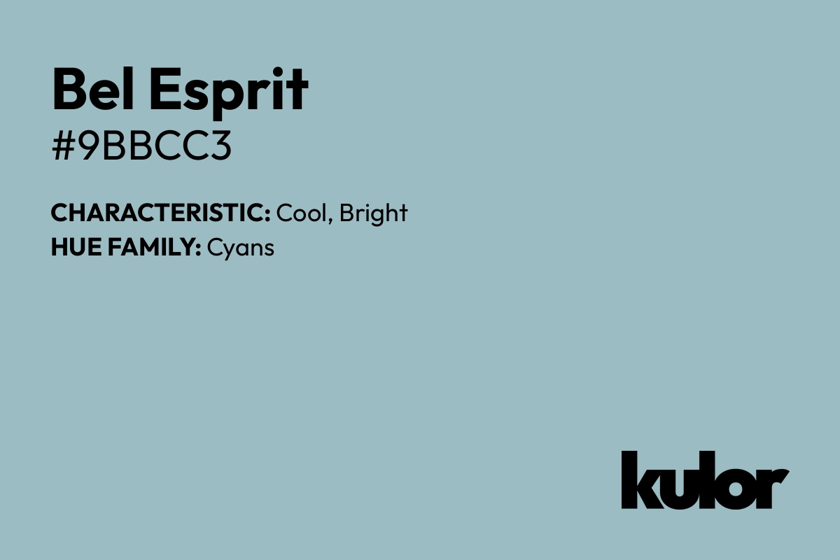 Bel Esprit is a color with a HTML hex code of #9bbcc3.