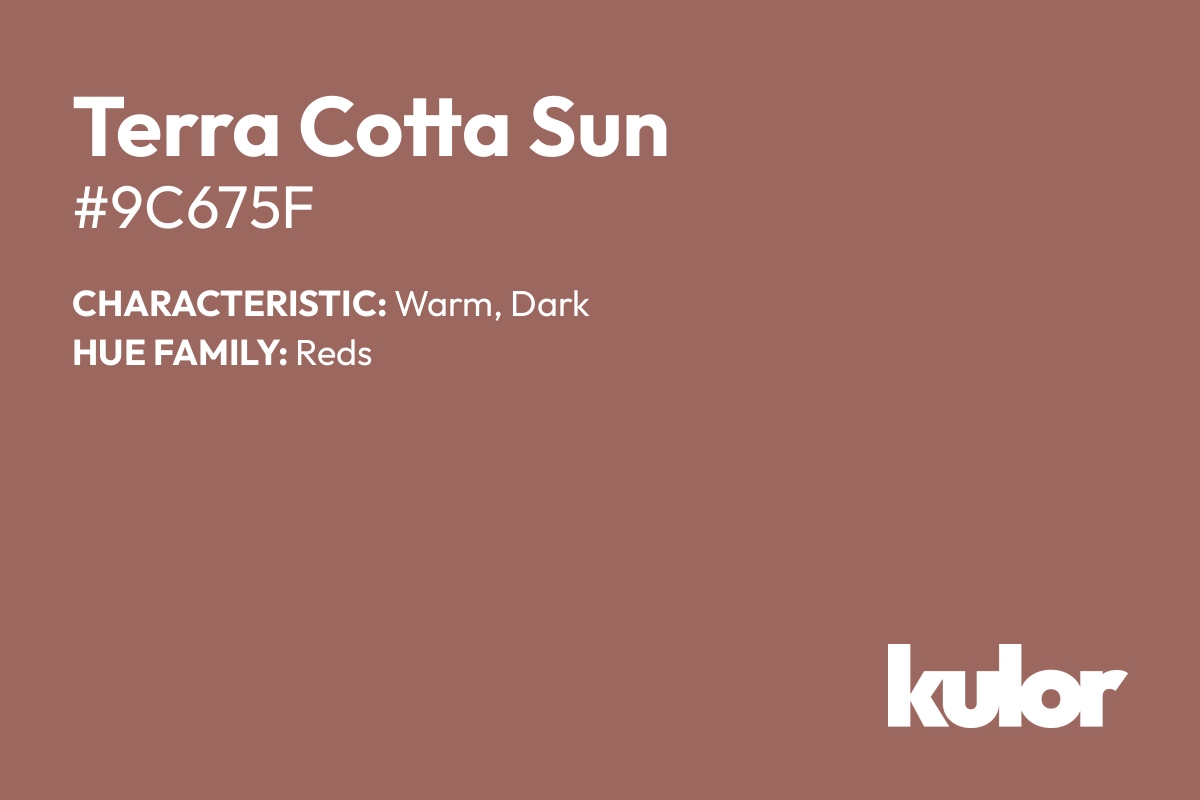 Terra Cotta Sun is a color with a HTML hex code of #9c675f.