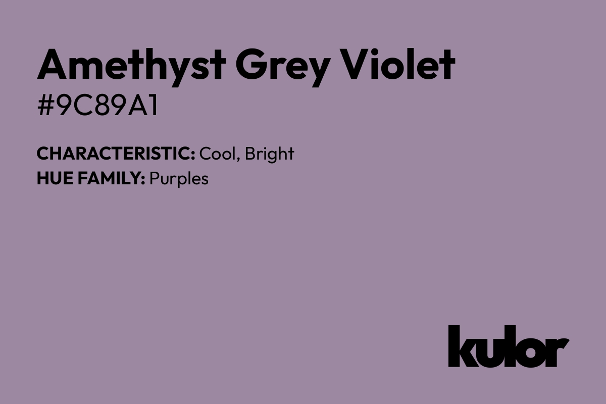 Amethyst Grey Violet is a color with a HTML hex code of #9c89a1.