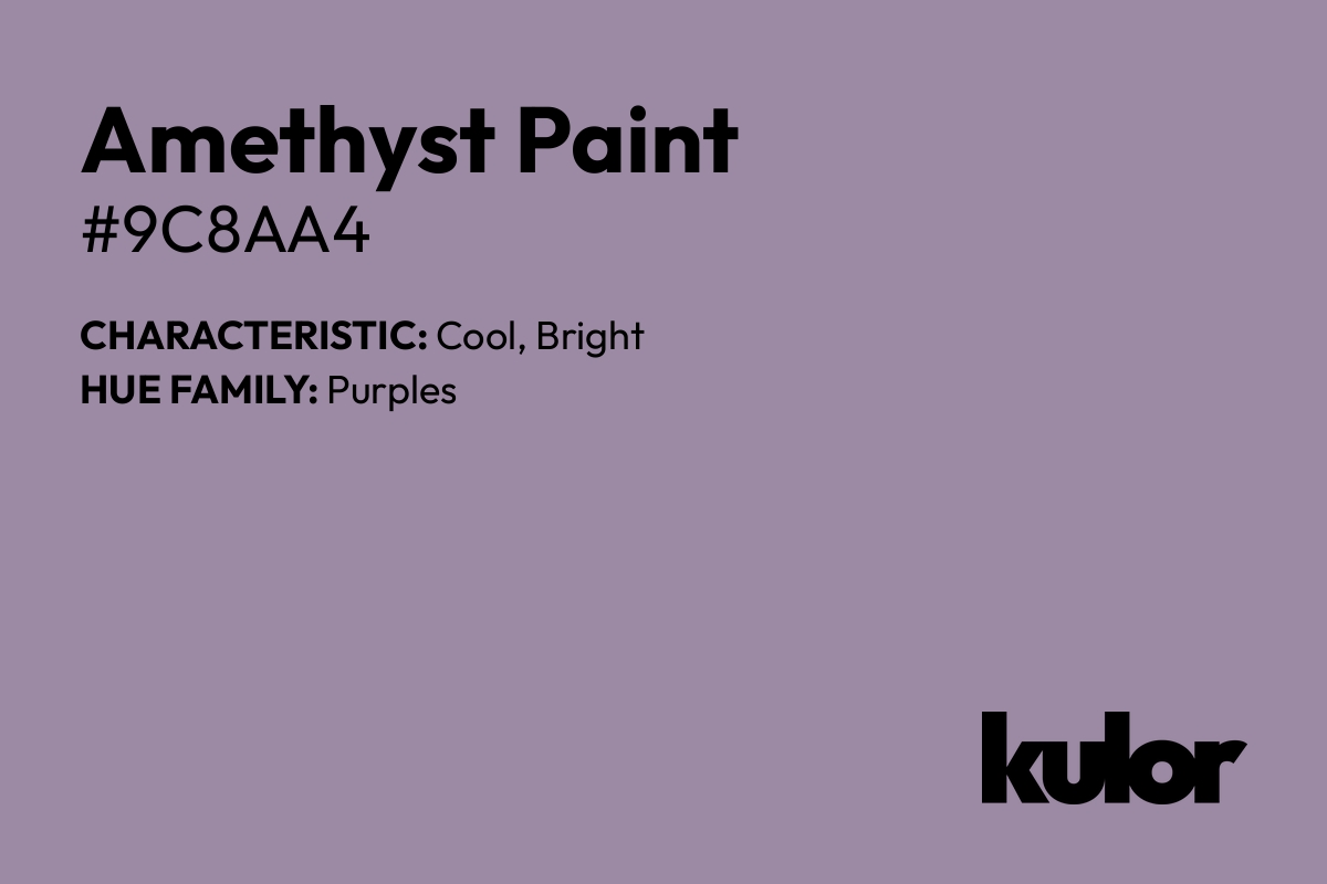 Amethyst Paint is a color with a HTML hex code of #9c8aa4.