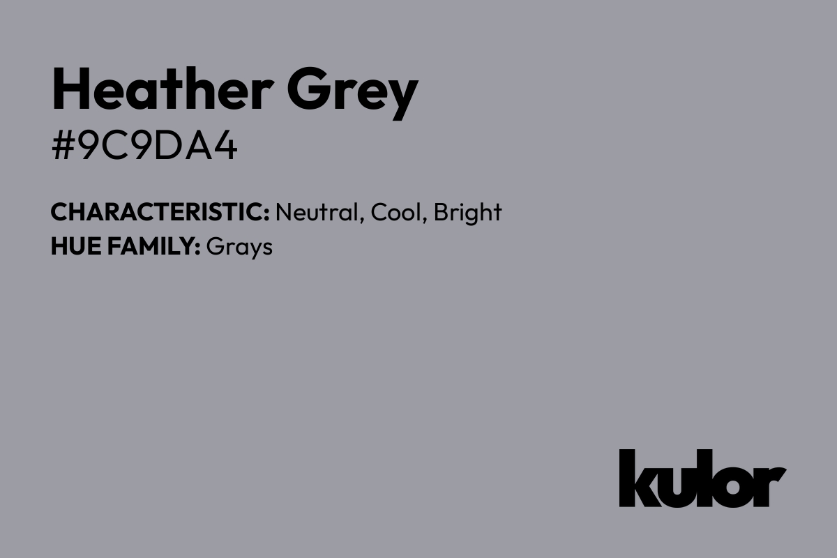 Heather Grey is a color with a HTML hex code of #9c9da4.