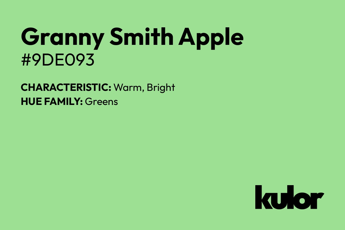 Granny Smith Apple is a color with a HTML hex code of #9de093.