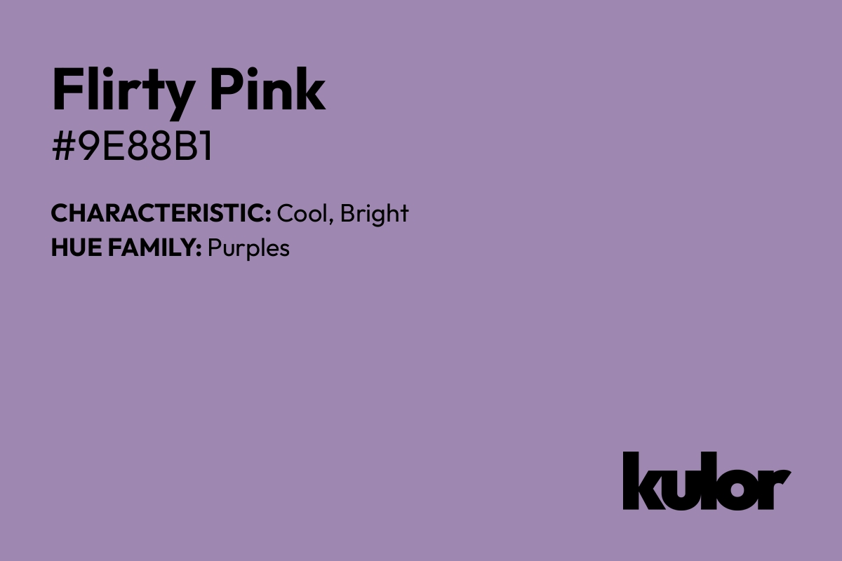 Flirty Pink is a color with a HTML hex code of #9e88b1.