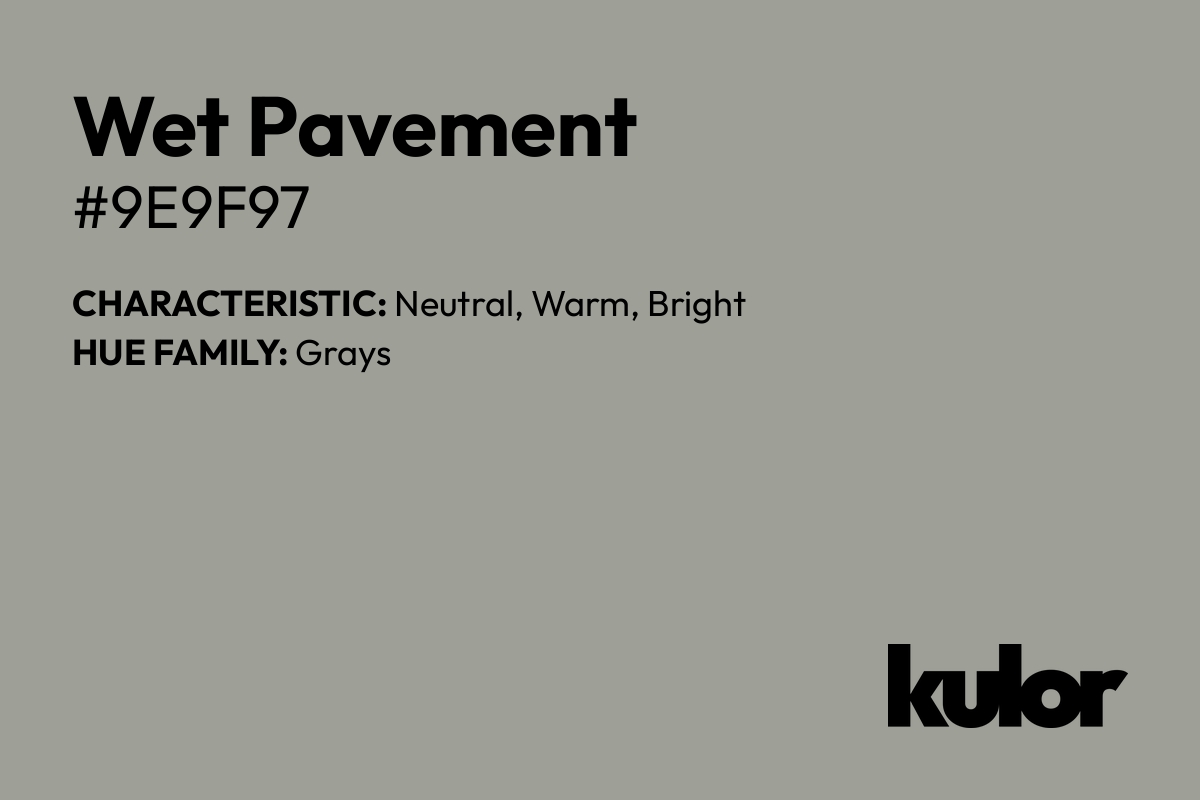 Wet Pavement is a color with a HTML hex code of #9e9f97.