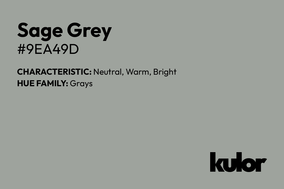 Sage Grey is a color with a HTML hex code of #9ea49d.