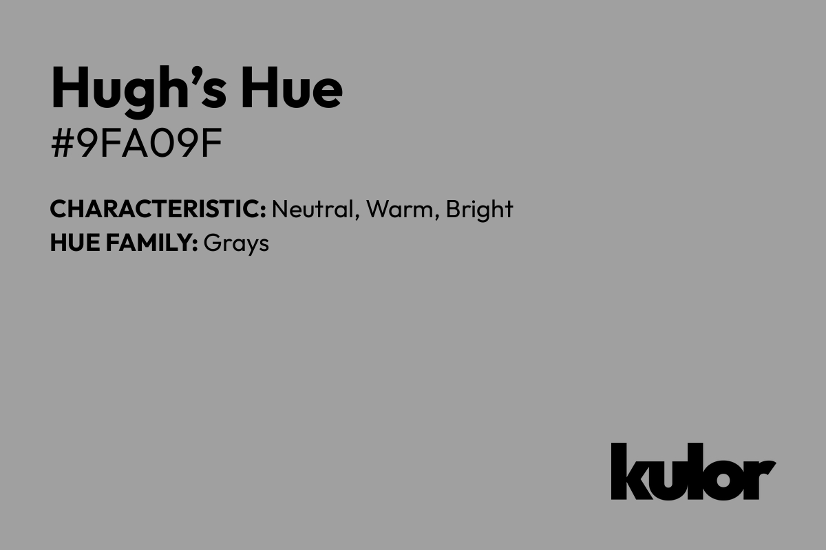 Hugh’s Hue is a color with a HTML hex code of #9fa09f.