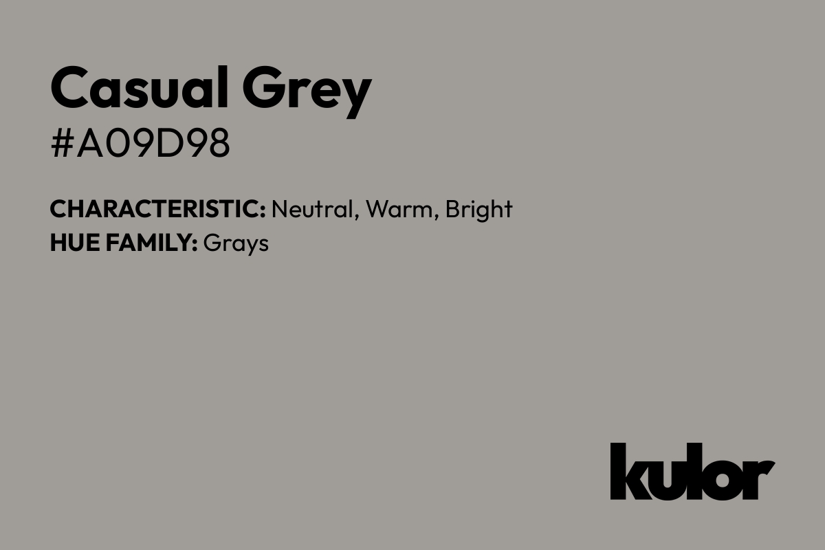 Casual Grey is a color with a HTML hex code of #a09d98.