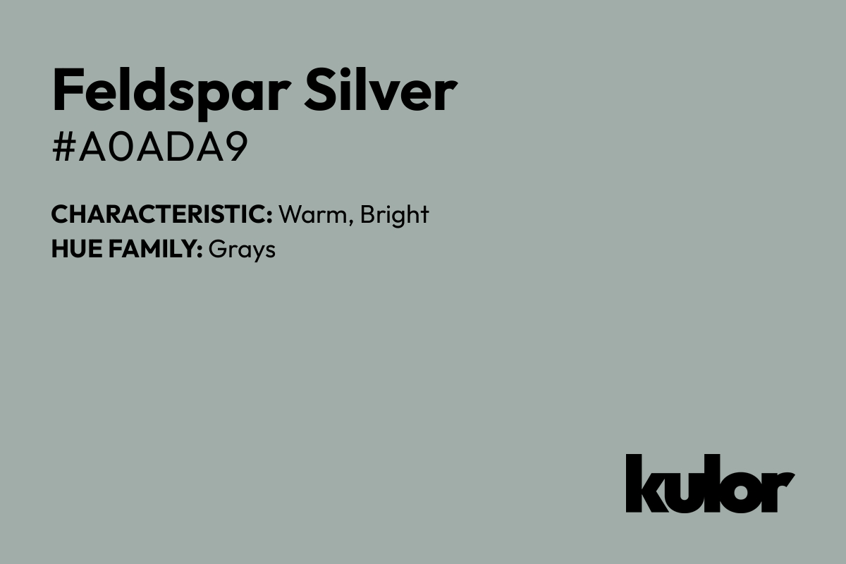 Feldspar Silver is a color with a HTML hex code of #a0ada9.