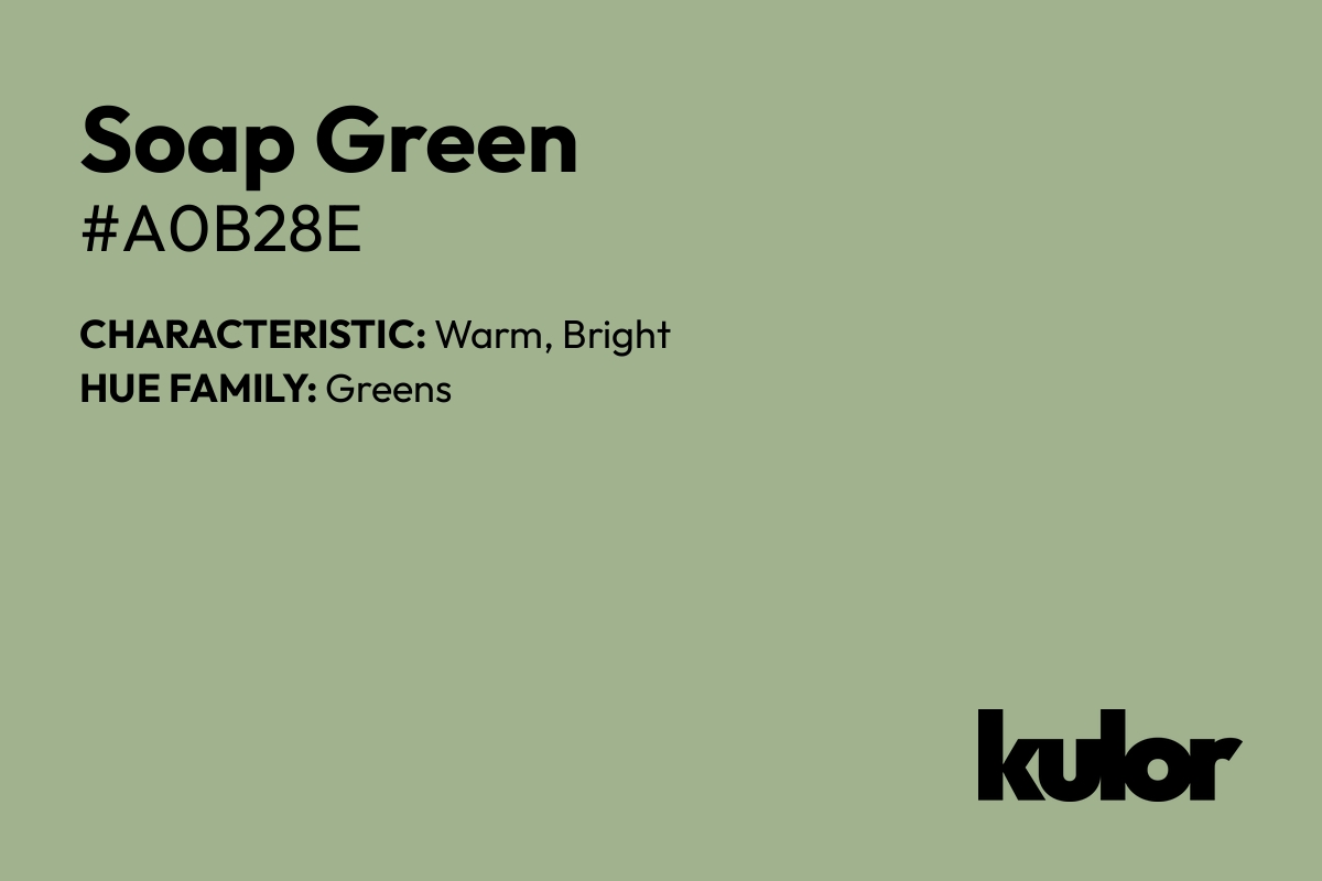 Soap Green is a color with a HTML hex code of #a0b28e.